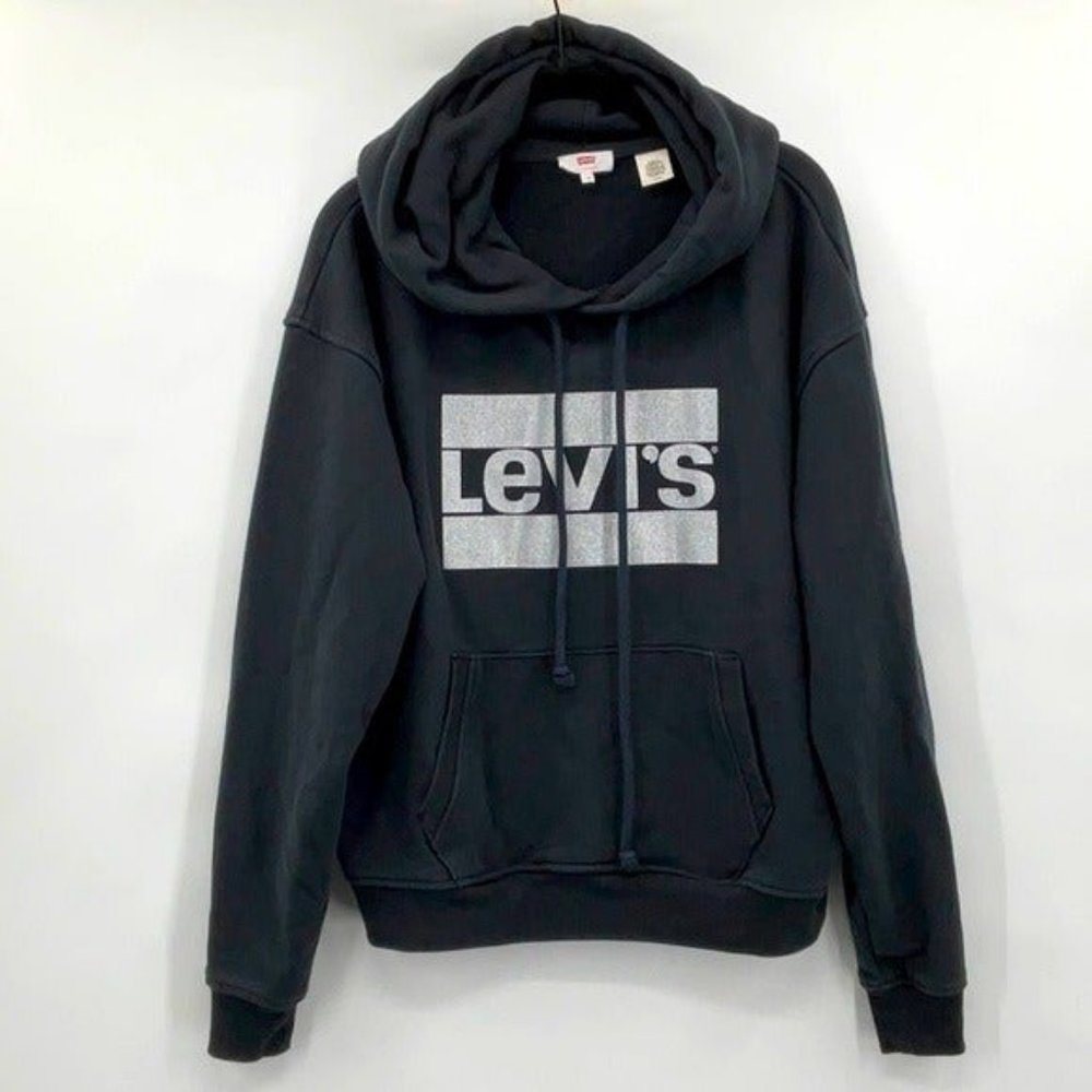 Levi’s Black Hoodie w/Silver Sparkle Logo Size Small